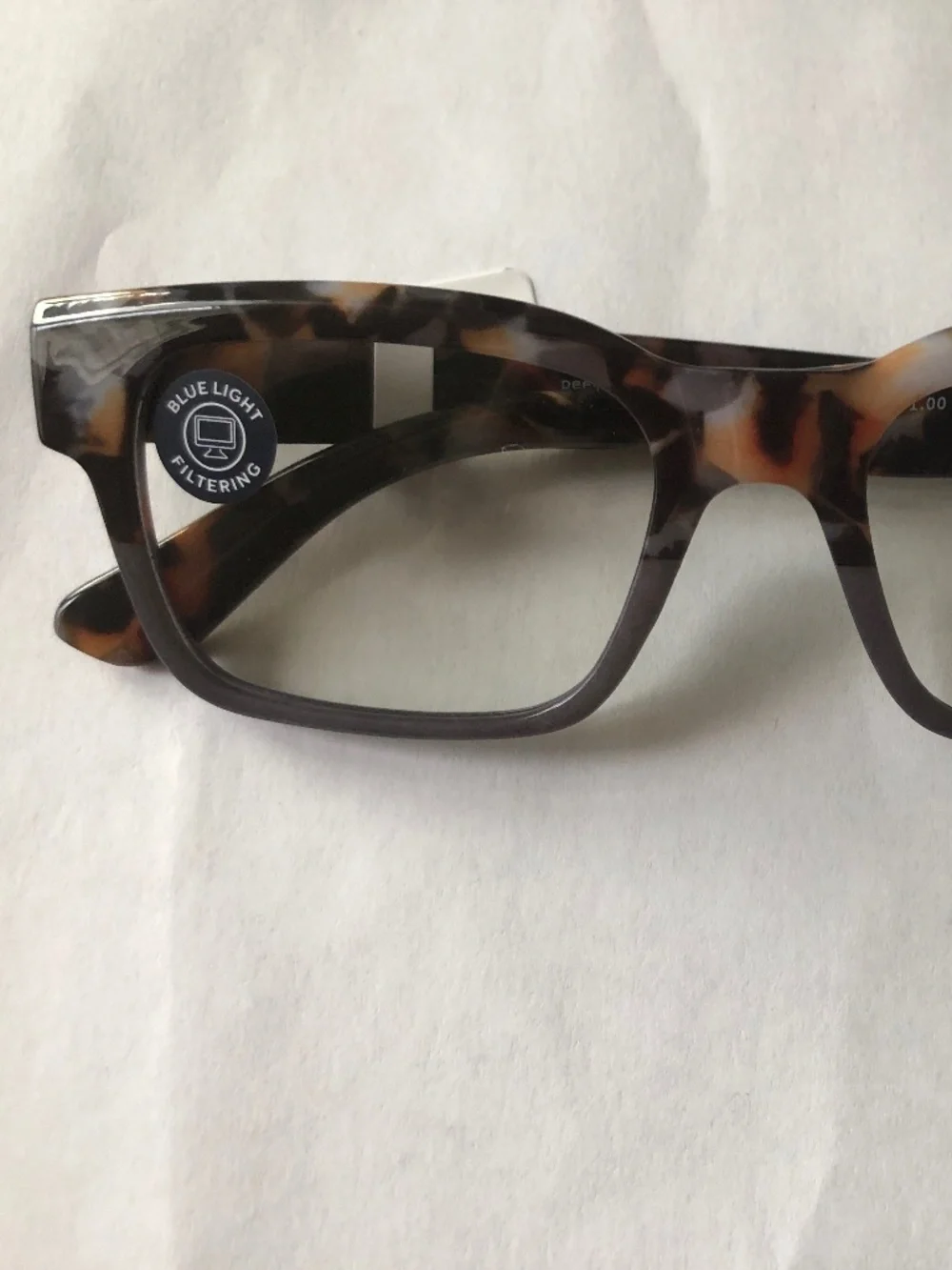 New Gray Tortoise Marble Peepers Blue Light Filtering Reading Glasses +1.00